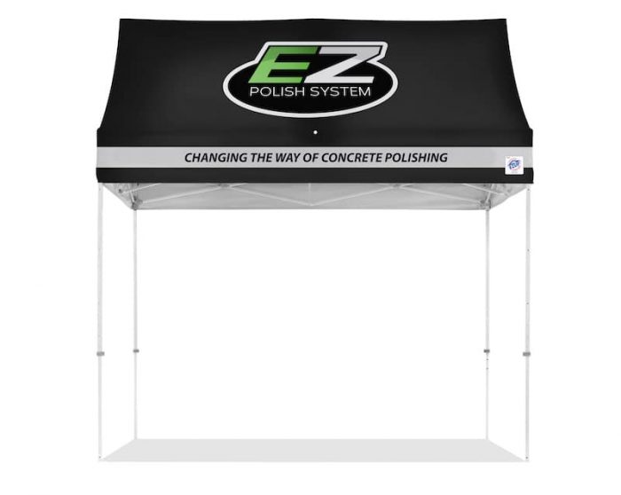 E-Z UP Hut with custom logos printed on top